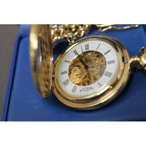 246 - Rotary yellow meatal boxed pocket watch