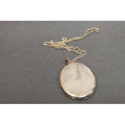 261 - Hallmarked silver large locket on 925 chain