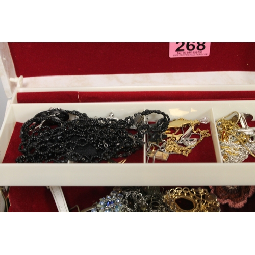 268 - Jewellery box of costume jewellery