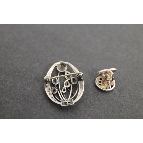 296 - 925 silver Rennie Mackintosh earrings and brooch