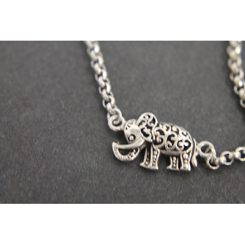 305 - 925 silver elephant bracelet and 925 silver charm bracelet