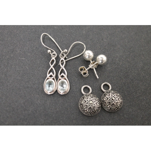 306 - 925 silver celtic and blue stone earrings,925 silver studs and 2 x 925 silver pendants