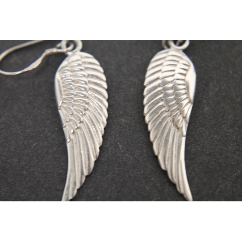 307 - 925 silver large angel wing pendant and matching earrings