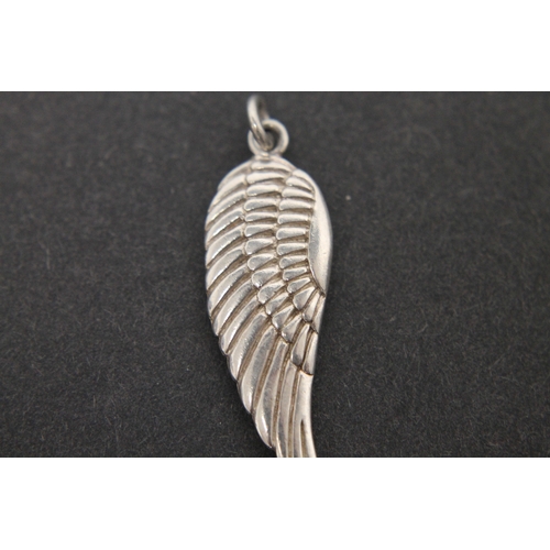 307 - 925 silver large angel wing pendant and matching earrings