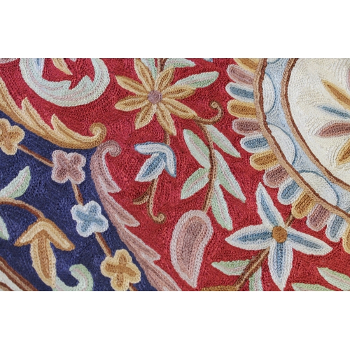 12 - Kashmir hand stitched natural dye runner rug known as silk
	
Made in Kashmir

APX 297cm x 77cm