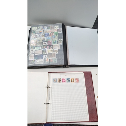 13 - Two stamp albums with stamps from around the world inc Europe, Africa and Singapore and the commonwe... 