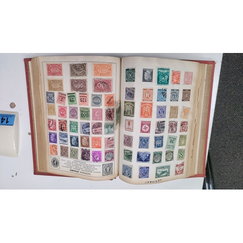 14 - The Movaleaf illustrated stamp album with stamps from China and Great Britain to inc a Penny red sta... 