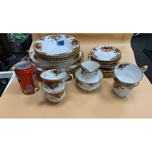 148 - Collection of Royal Albert 'Old Country Rose' bone china dinner service 4 people plus extras