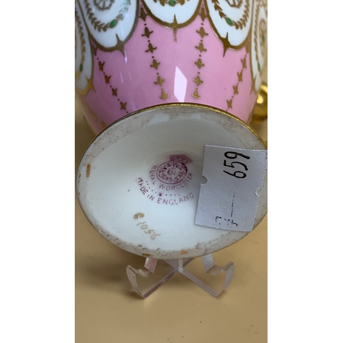 158 - Royal Worcester pink and white tea/coffee cup 1925