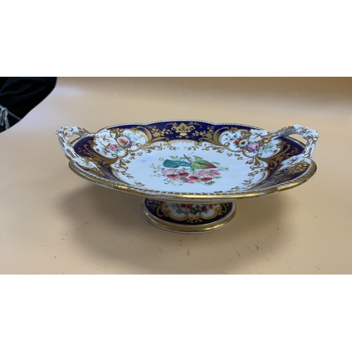 164 - Decorative Large Bon Bon dish, cake stand and three plates all with flower and gold gilt detail