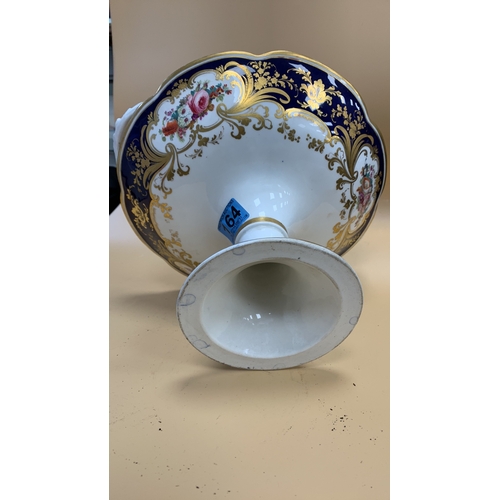 164 - Decorative Large Bon Bon dish, cake stand and three plates all with flower and gold gilt detail