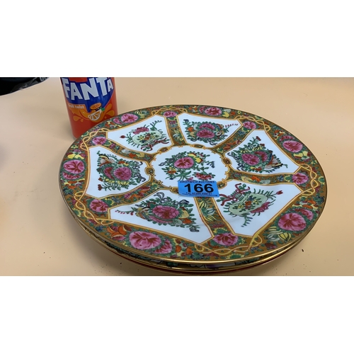 166 - Three decorative Japanese plates and a Chinese bowl