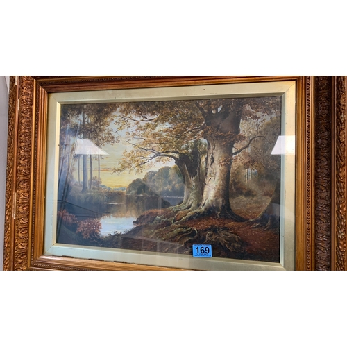 169 - Large oil on canvas Titled A Tranquil Evening Ireland, Indistinctly signed River Landscape c1890 53c... 