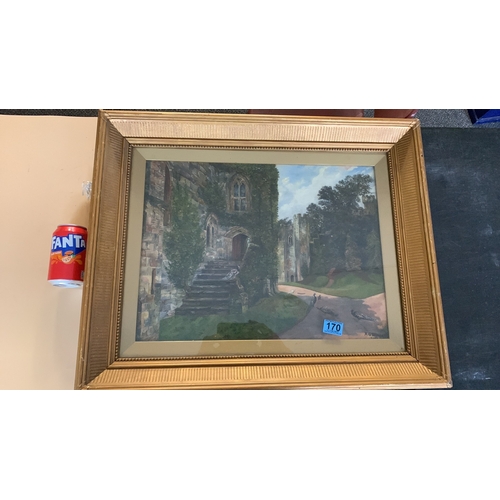 170 - Large oil on canvas Warwick Castle signed A Stacey 1900, good condition in original frame 55cm x 68c... 