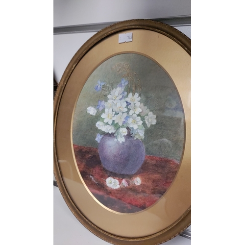 179 - Two rare oval framed floral watercolours in original frames by the highly regarded Royal Worcester C... 