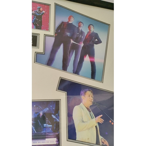 193 - Large framed print of Take That Montage. Hand signed by Gary Barlow. H 77cm x 97cm