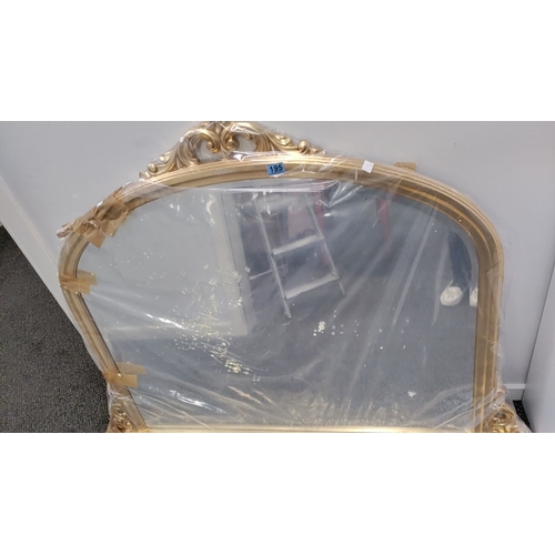 195 - Large new in packaging Gold ornate framed mantle mirror  104cm x 144cm