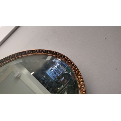 197 - Oval gilt resin framed bevel edged mirror 50cm x 72cm