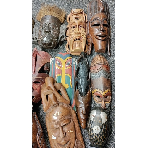 205 - Job lot of Tribal African wall masks