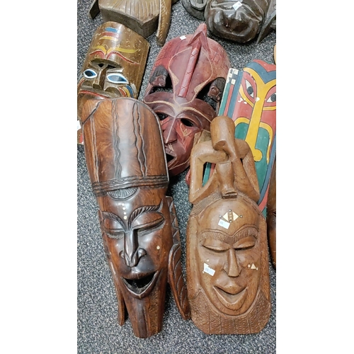 205 - Job lot of Tribal African wall masks