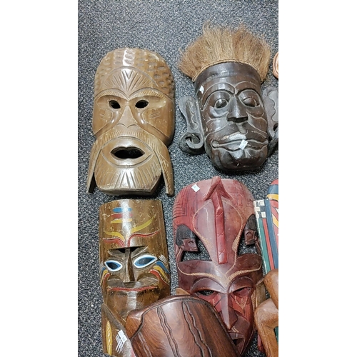 205 - Job lot of Tribal African wall masks