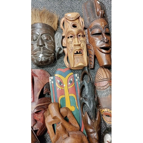 205 - Job lot of Tribal African wall masks