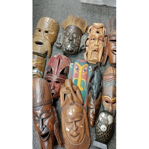 205 - Job lot of Tribal African wall masks