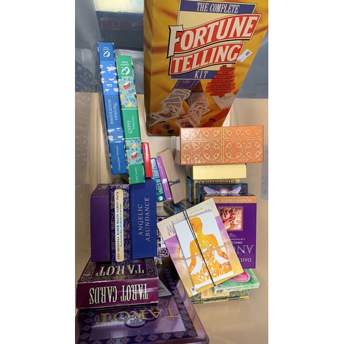 228 - Joblot of tarot cards, fortune telling and crystal healing box sets with books