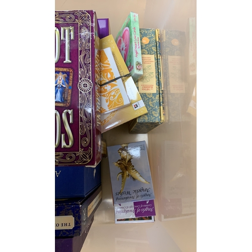 228 - Joblot of tarot cards, fortune telling and crystal healing box sets with books