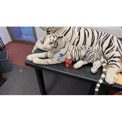 243 - Very large white tiger teddies. APX 90cm long