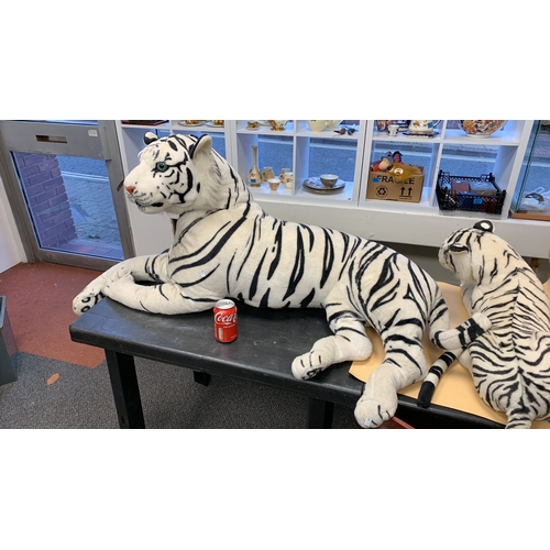 243 - Very large white tiger teddies. APX 90cm long