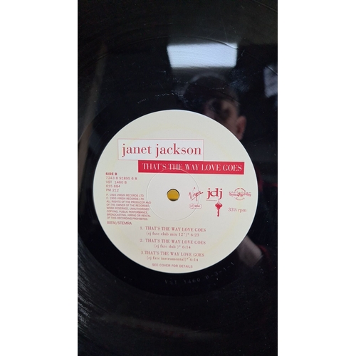 314 - Vinyl record featuring Janet Jackson's "That's the Way Love Goes," with a distinctive yell... 