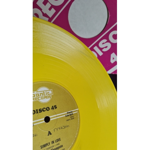 325 - Yellow vinyl 12-inch record, Carroll Thompson 'Simply in love', produced by Leonard Chin on Santic R... 