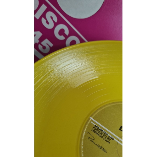 325 - Yellow vinyl 12-inch record, Carroll Thompson 'Simply in love', produced by Leonard Chin on Santic R... 