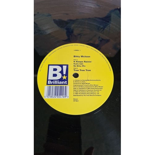 346 - Vinyl record, "It Keeps Rainin' (Tears from my Eyes)" by Bitty McLean, 1993. Released by T... 