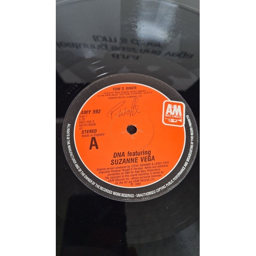 349 - Vinyl record featuring "Tom's Diner" by Suzanne Vega. Produced by AandM Records in 1987. I... 