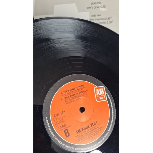 349 - Vinyl record featuring "Tom's Diner" by Suzanne Vega. Produced by AandM Records in 1987. I... 