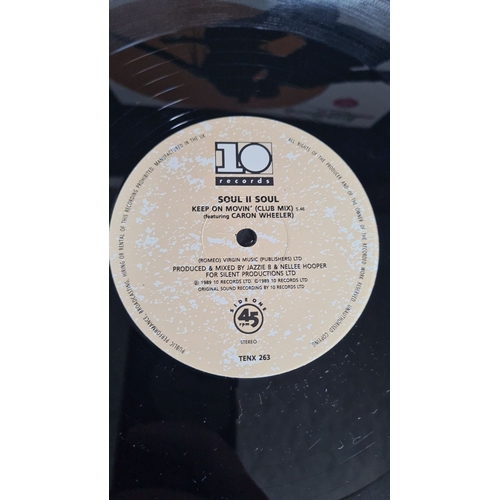 353 - Soul II Soul "Keep on Movin'" vinyl, 1989. 10 Records label. Tracks include Club Mix, Big ... 