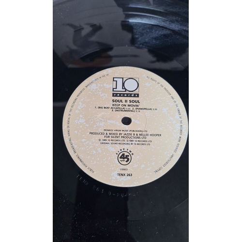 353 - Soul II Soul "Keep on Movin'" vinyl, 1989. 10 Records label. Tracks include Club Mix, Big ... 