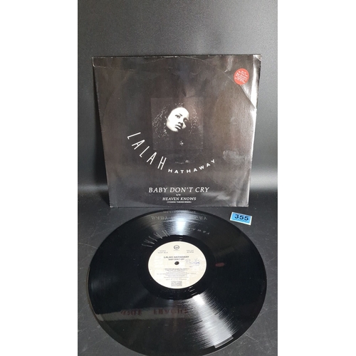 355 - Vinyl record featuring Lalah Hathaway's "Baby Don't Cry" and "Heaven Knows," 199... 