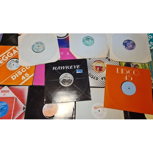 374 - Joblot of vintage 12-inch vinyl records featuring various genres, including reggae and soul. Notable... 