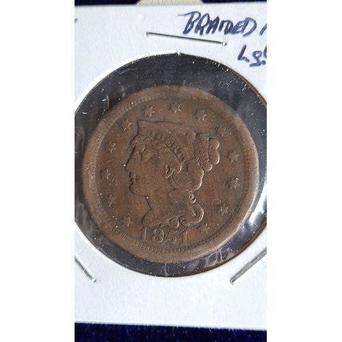 406 - 1851 U.S. Braided Hair Large Cent