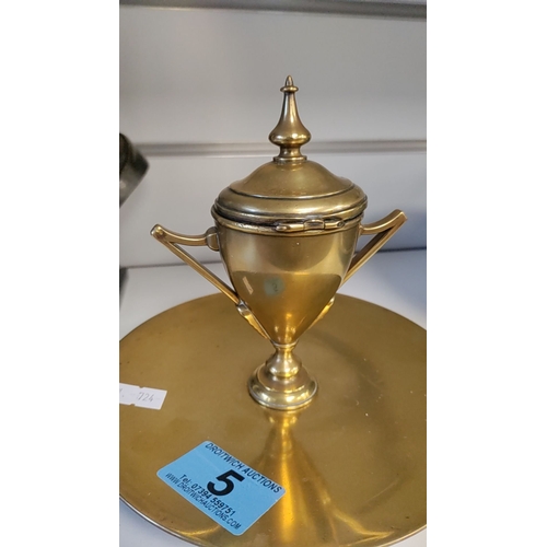 5 - Art Deco brass inkwell