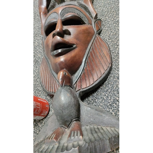 76 - Large hand carved heavy solid African tribal wall mask