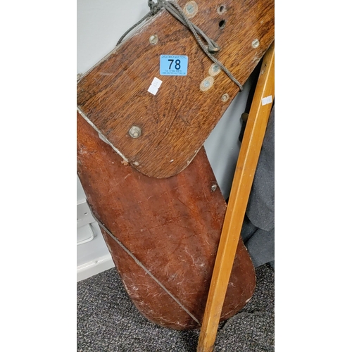 78 - Large vintage wooden boat rudder