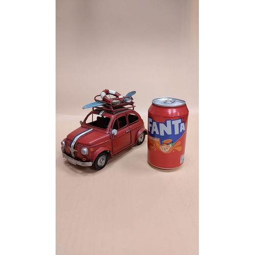 88 - Model tinplate Fiat 500 with photo frame