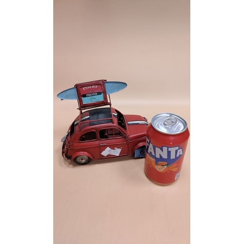 88 - Model tinplate Fiat 500 with photo frame