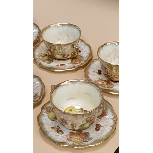 152 - Signed Hammersley Golden Fruits Set Of Six Cups and Saucers also includes six side plates