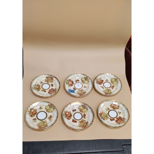 152 - Signed Hammersley Golden Fruits Set Of Six Cups and Saucers also includes six side plates