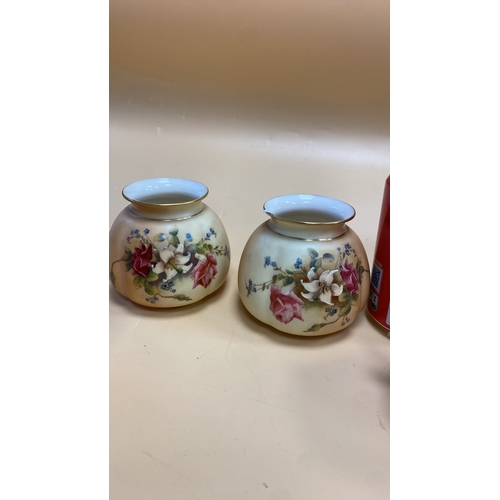 155 - Two Hadley's Royal Worcester Porcelain Floral Hand Painted Vases, mug and tea cup included